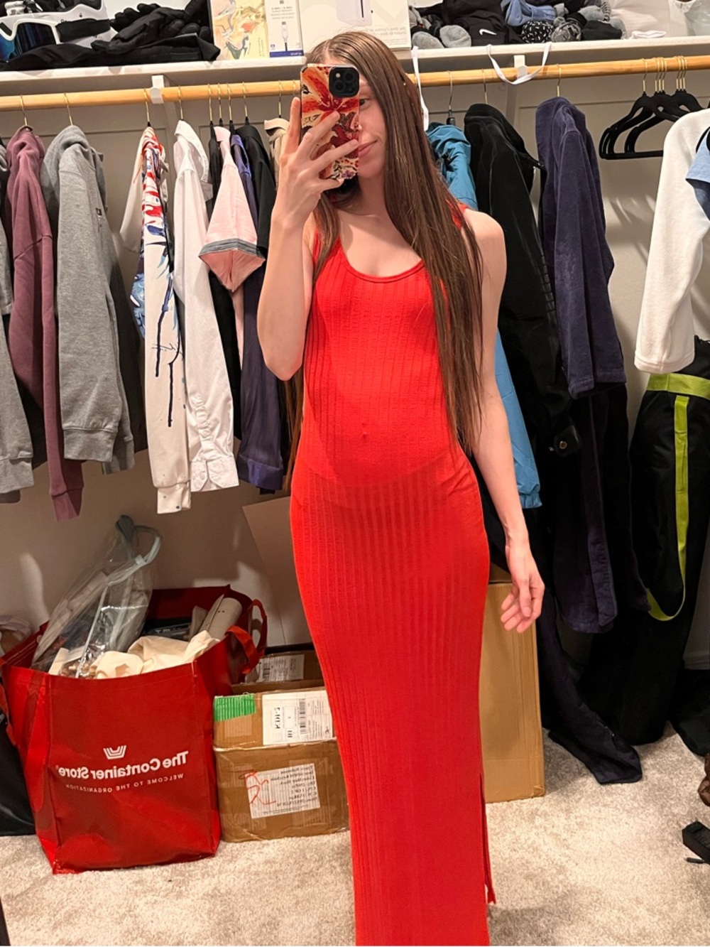 Derek Heart Tank Ribbed Maxi Dress - Coral pink - Picture 4 of 5
